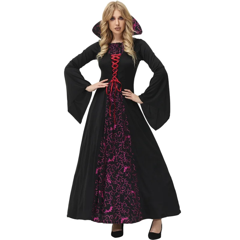 

Halloween Fantasy Vampire Witch Costumes for Women Gothic Victorian Vampiress Queen Dress up Carnival Party Cosplay Fancy Dress