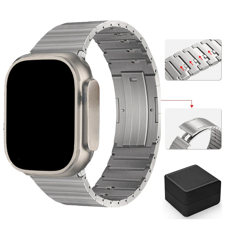 Ultra Light Titanium Strap For Apple Watch 7 44mm 42mm 40mm 38mm 49mm Ttanium Business Watchband for iWatch Series 8 7 6543 Se