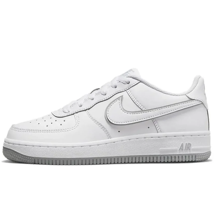 Nike Leather Comfortable Casual Non-Slip Shock-Absorbing Wear-Resistant Low-Top Kidsren's Sneakers White Gray Teenagers