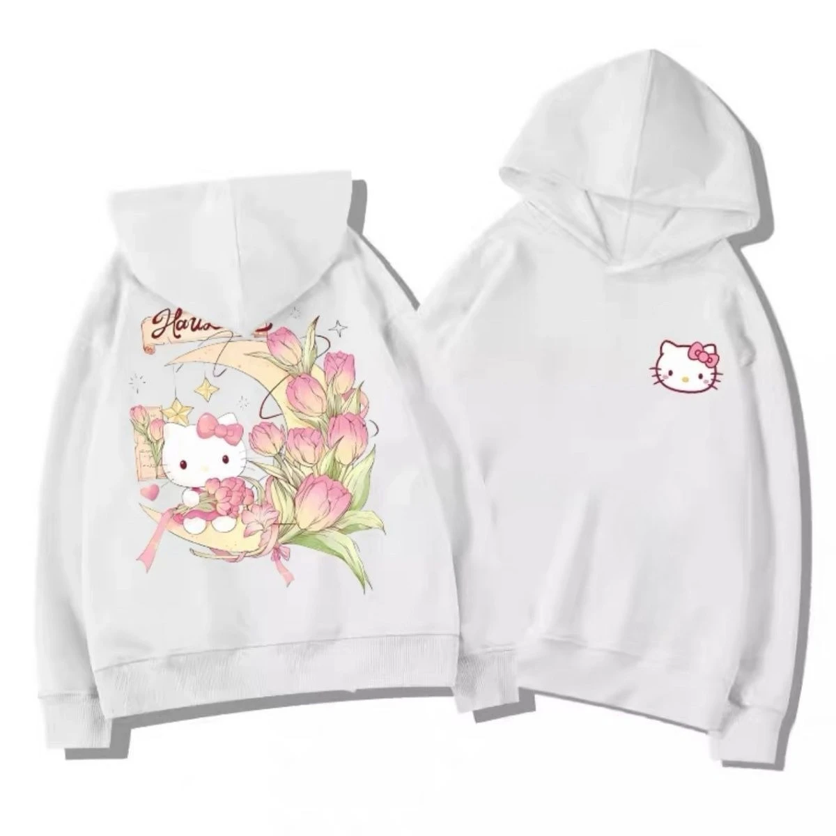 

Simple Hello Kitty Garland Animal Cartoon Cute Print Pattern Print Autumn Winter Fashion Casual Versatile Children's Top Hoodie