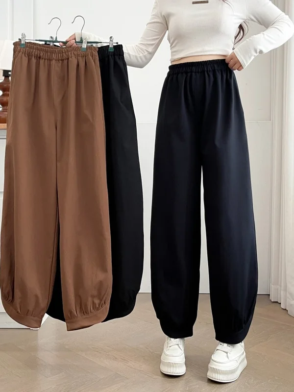 Loose plus Size Women's Casual Pants Elastic Waist Nine Points Lantern Pants Autumn New Style Korean Version Slimming Trousers