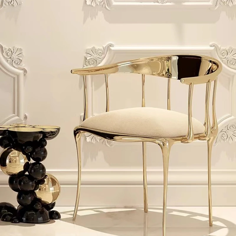 

Italian Dining Chair for Home Furnishing Nordic Creative Simple Backrest Pure Brass Shaped Metal Chair