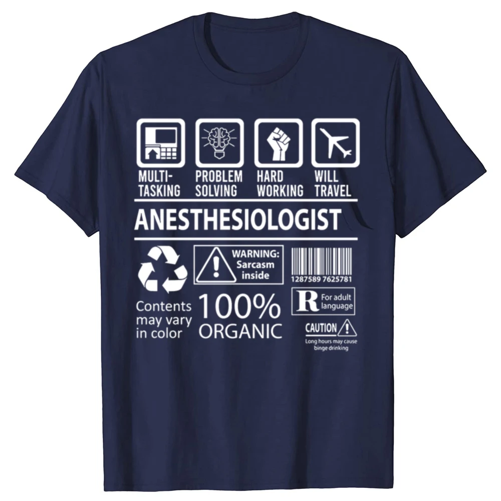 Funny Anesthesiologist Multitasking Job Graphic T-shirts Men Women's Fashion Casual Tshirt 100% Cotton Loose Anesthesia T Shirt