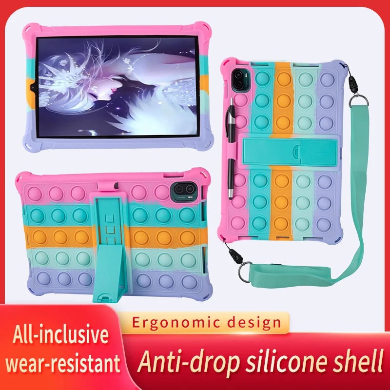 

Kids Silicone Case for Xiaomi Pad 6 5 11 inch Decompression Bubble Cover for pad 6 5 Pro 11" with Shoulder Strap & Pen