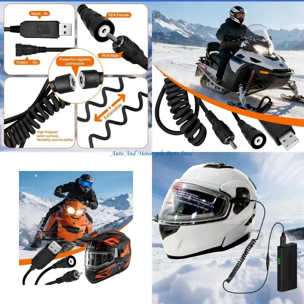 P9FD Power Cord Replacement USB Port Snowmobile Helmet Heated Connector