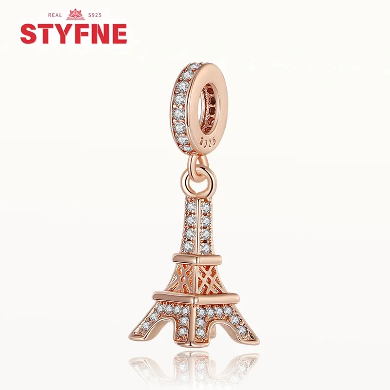 Silver-Plated Mini Eiffel Tower Charms Beads for Bracelets