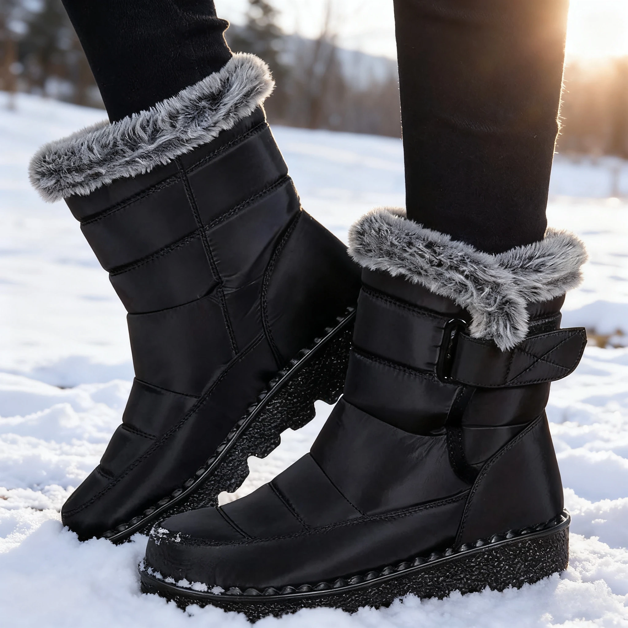 

Women's Shoes 2025 Winter Plush Snow Boots Designer Luxury Shoes Black Barefoot Platform boots Elegant Women Shoes Women's Gift