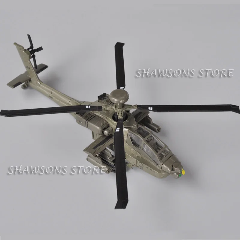 1:72 Diecast Aircraft Model Toy AH-64 Helicopter Gunship Apache Miniature Replica Sound & Light