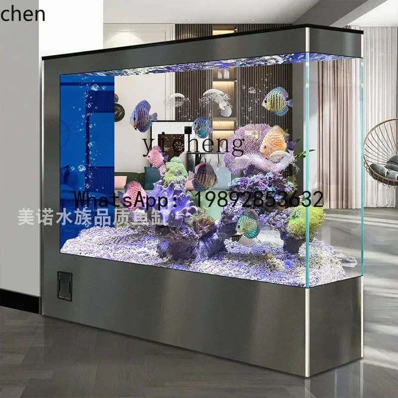 

D18- water-free household lig luxury fish tank ultra-white glass large screen partition ecological aquarium