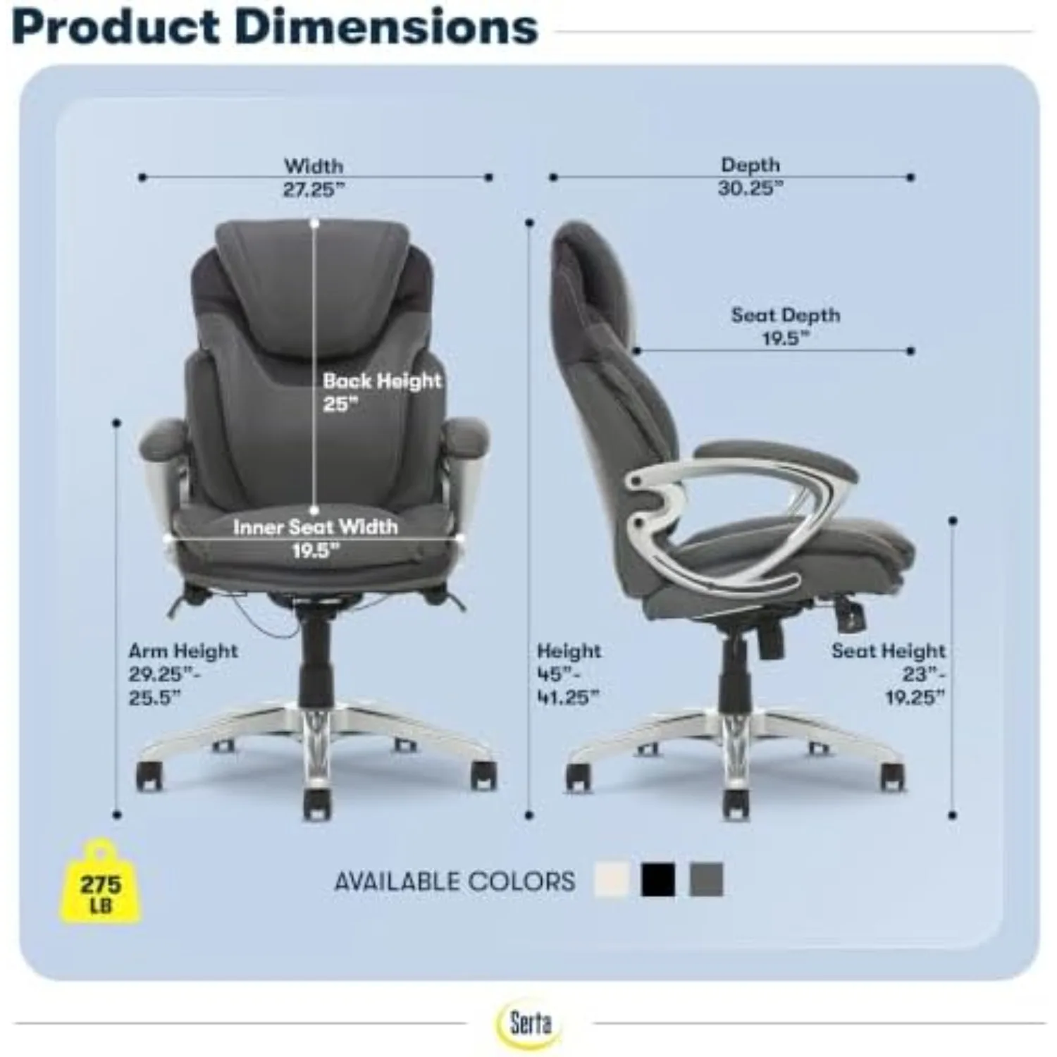 Bryce Executive Office Chair - Ergonomic Computer Desk Chair with Patented AIR Lumbar Technology - Adjustable Height
