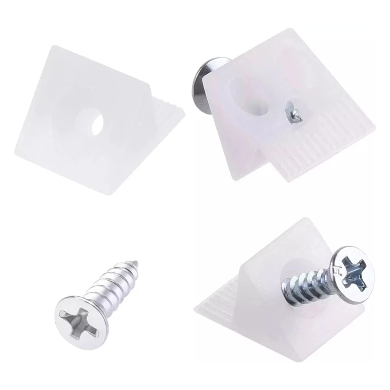 20/40/60/80pcs Drawer Wedges With Screws For Bottom Support Plastic Repair Cabinets Bookshelves Angle Code Bracket Fastener