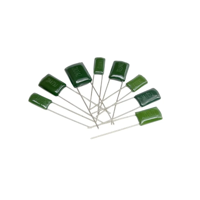 Polyester Film Capacitor 100V 2A102J 222J 332J 473J Radial Green Mylar Capacitor