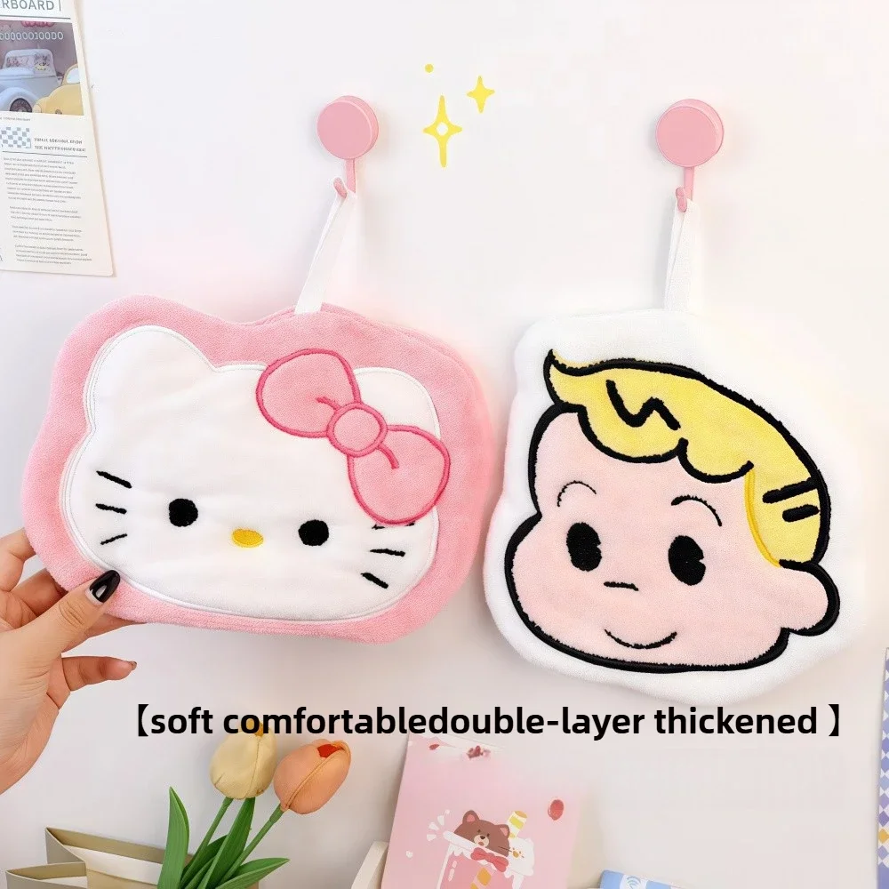 

Hello Kitty мультяшная ткань для чистки автомобиля, многоцелевое кухонное полотенце для рук, подвесное милое коралловое флисовое утолщенное впитывающее выпадение