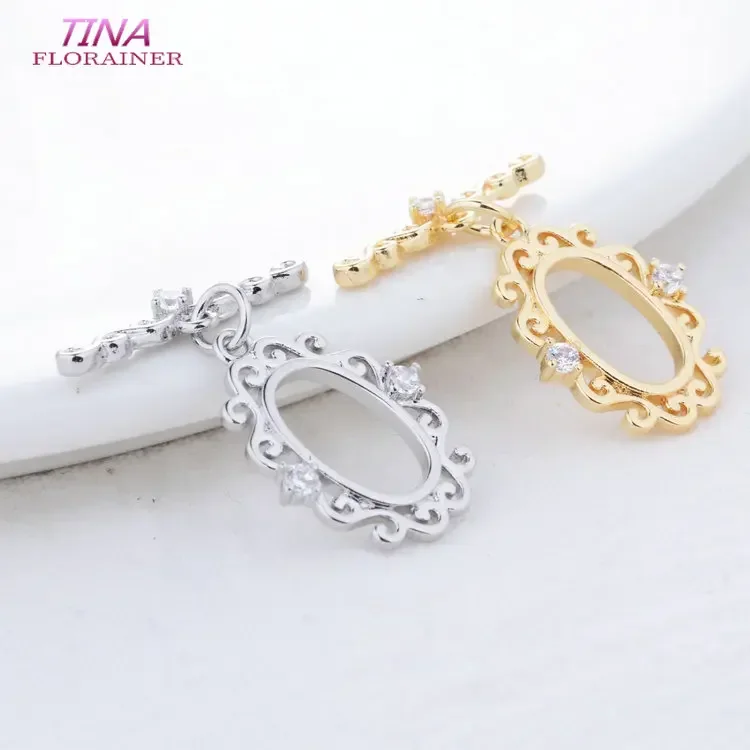 15*20MM 14K Gold Color Plated Brass with Zircon Bracelet O Toggle Clasps High Quality Diy Jewelry Making Supplies