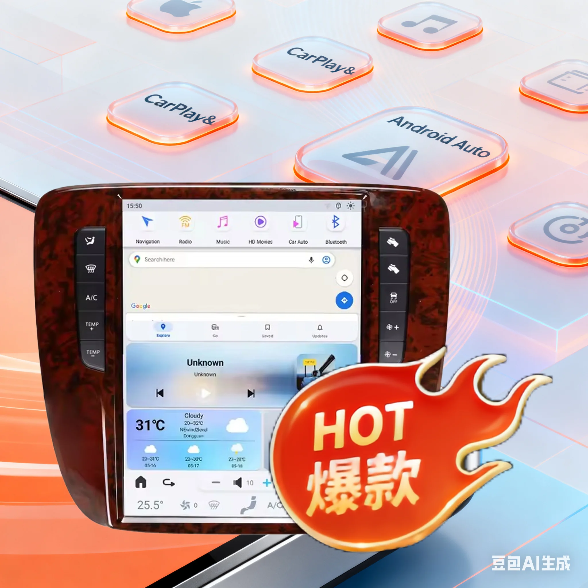 

Автомобильный радиоприемник Android 13, обновленный стиль Dash IPS Tou для GMC Yukon Tahoe Suburban Chevrolet Silverado 2007-2013