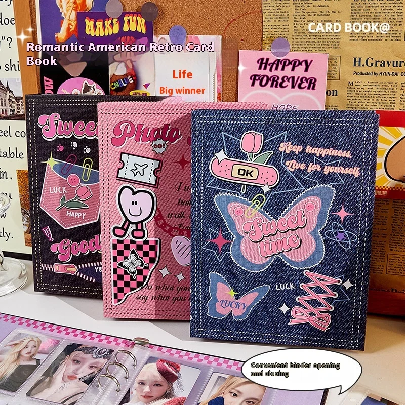 

A5 Retro Hardcover Kpop Binder Photocards Holder Book Cute Loose-Leaf Album Binder Storage 3inch Card Photo Album Collect Book