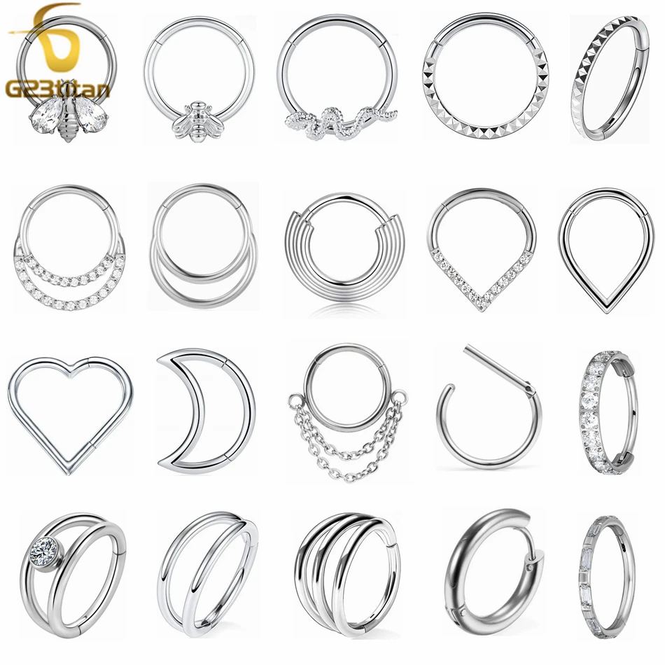 Anneau de segment en titane pour femmes et hommes, 16G, G23, Septum, Antarctique, Helix, Conch, Rook, Tragus, Lobe Piercing, Hoop Earring, Cartilage Jewelry