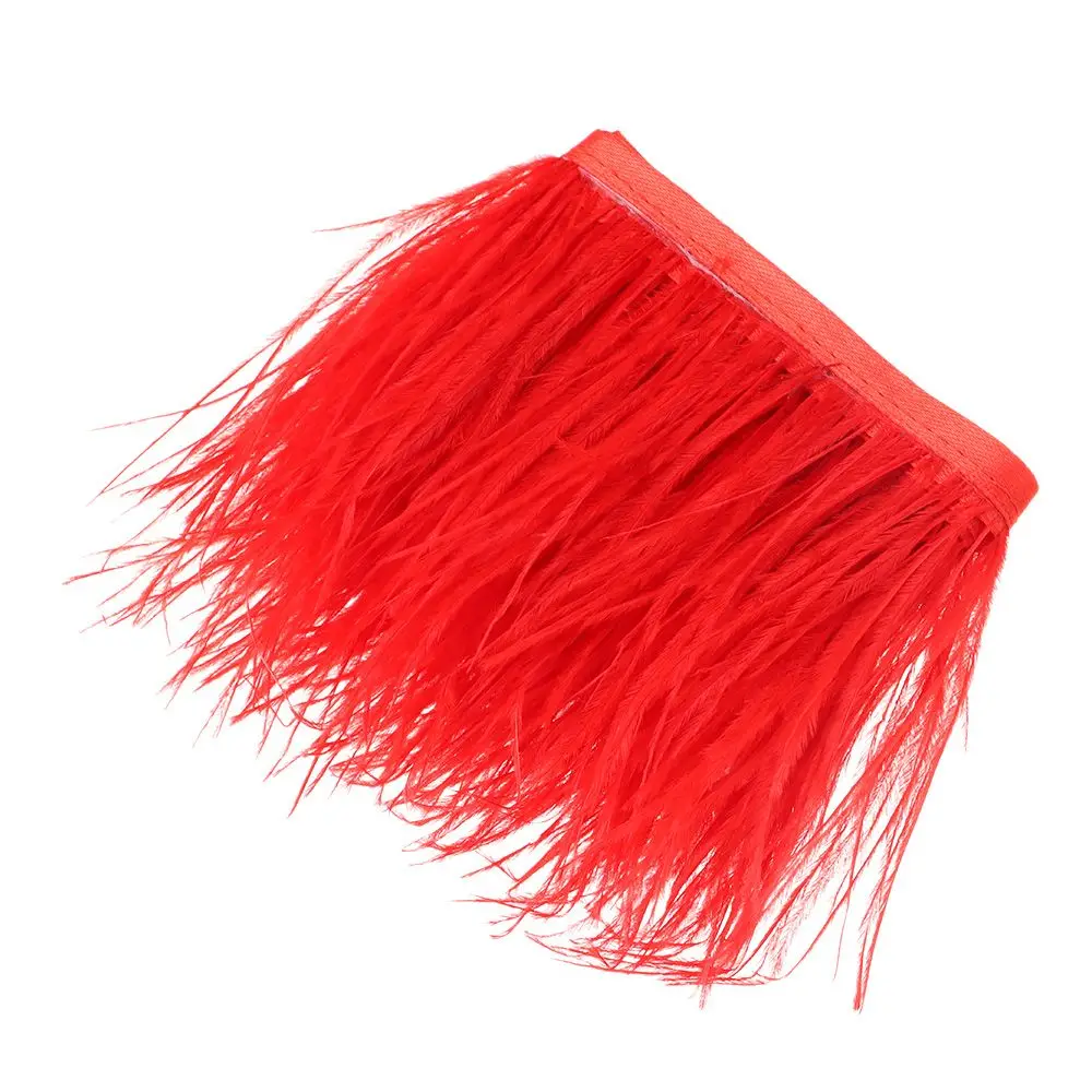 Accessoires de loisirs créatifs pour fêtes : Plumes, Rubans, Plumes de struzzes à bordure de ruban, largeur 8-10 cm, 1 mètre de long