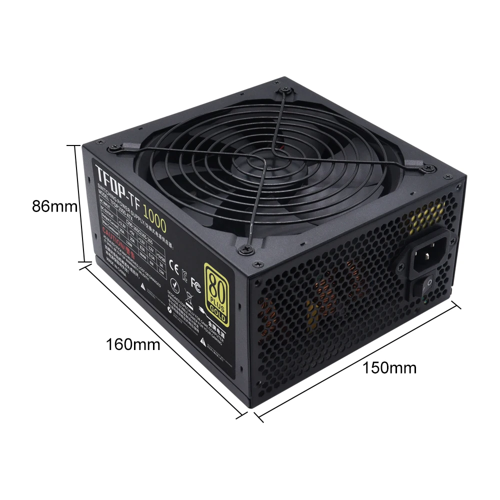 Imagem -05 - Fonte de Alimentação Atx Dourada 1000w 80 Plus Fonte de Alimentação para pc de Jogos Pfc Ativo 110v 220v 24 Pinos Atx pc Gamer Fonte