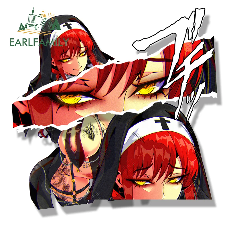 EARLFAMILY Unholy Makima Fanart pegatina de coche Chibi cabeza grande Waifu calcomanía estilo de coche JDM Peeker Racing Graffiti Slap pegatinas