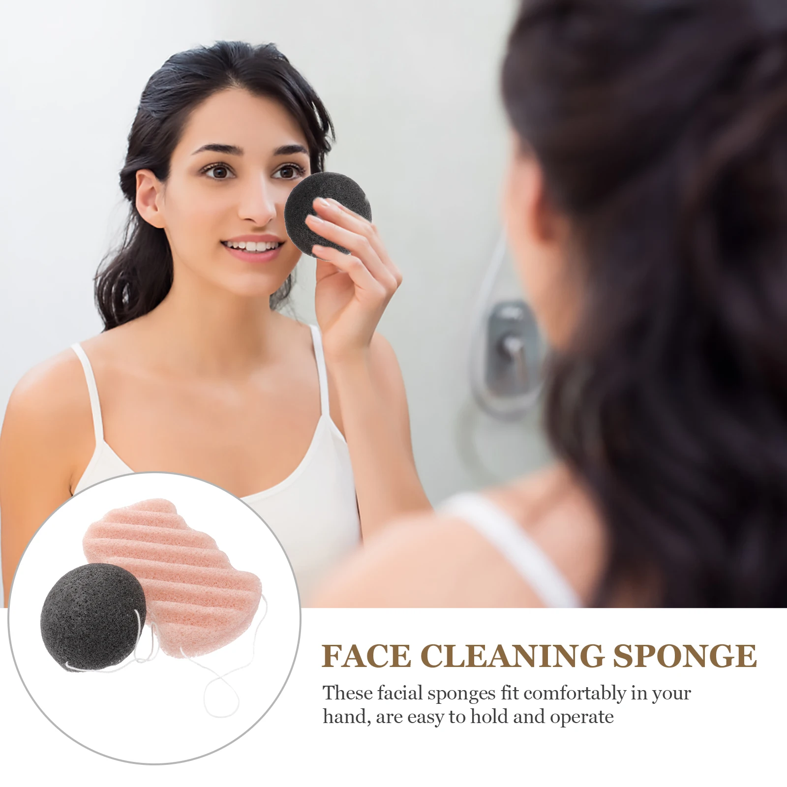 Conjunto de esponja de carvão de bambu konjac, 2 peças, limpeza profunda, esfoliante, corpo, cuidados com a pele facial, ferramenta de banho para chuveiro diário