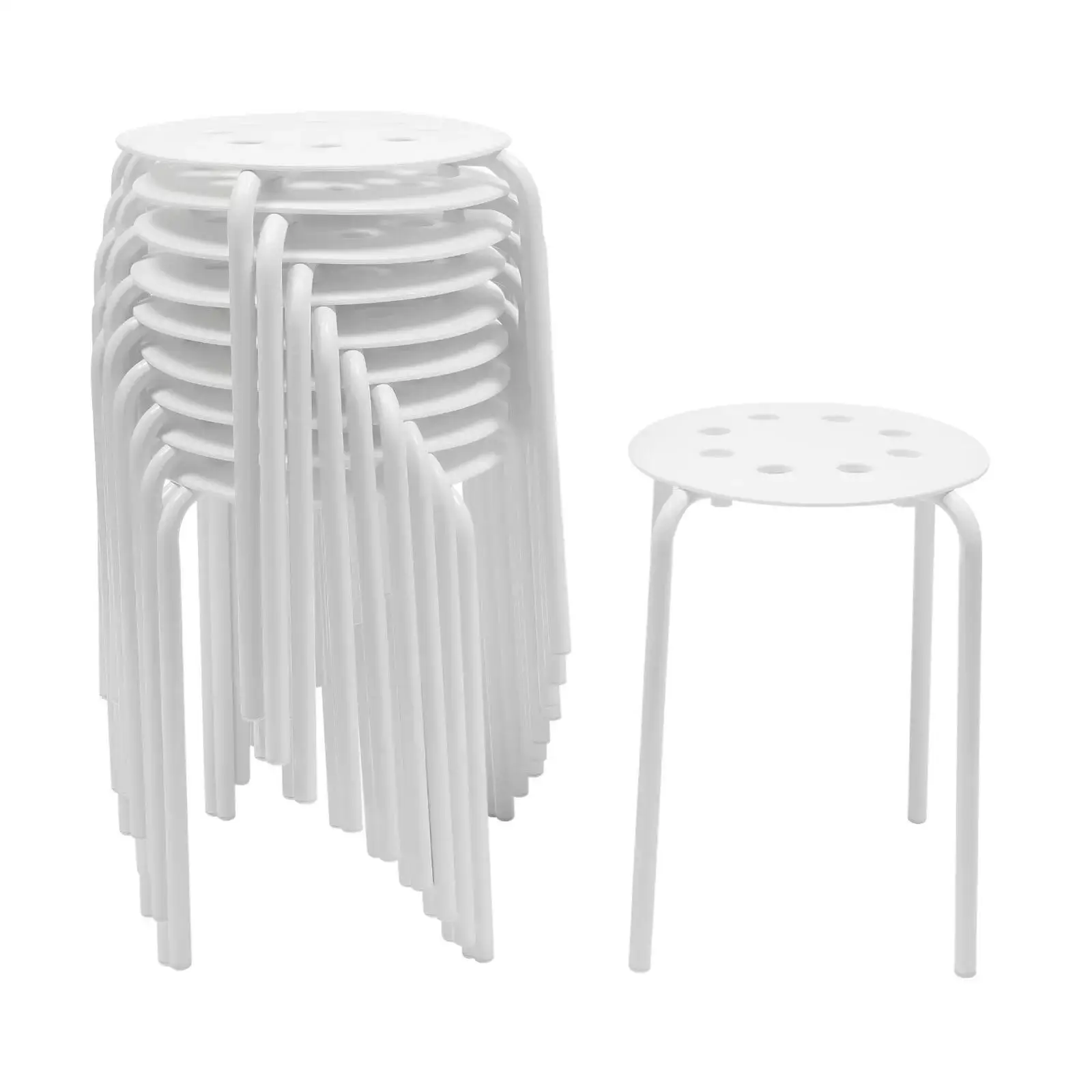 

10pcs Round Plastic Stools, Bar Stacking Stools for Students Classroom Home Kitchen Garden, White