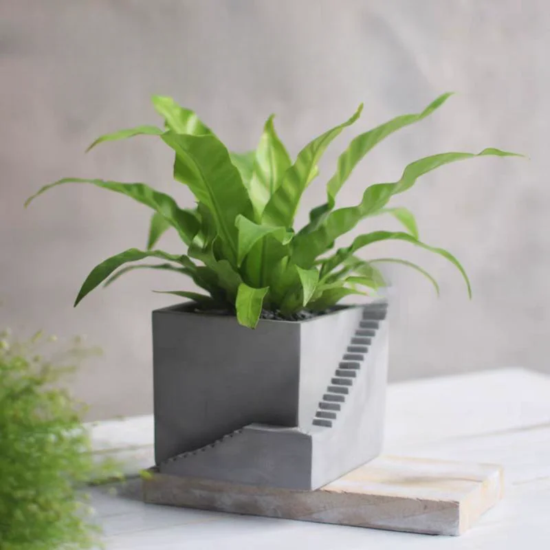 Square Cement Clay Flowerpot Succulent Plants Pot Silicone Mold Stairs Shape Concrete Planter Plaster Home Decor Molds