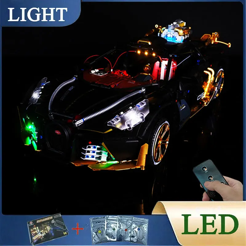 

RC DIY LED Light Kit For LEGO GULY 10631 Technical Matte Black Super Car ( Only LED Light,Without Blocks Model)