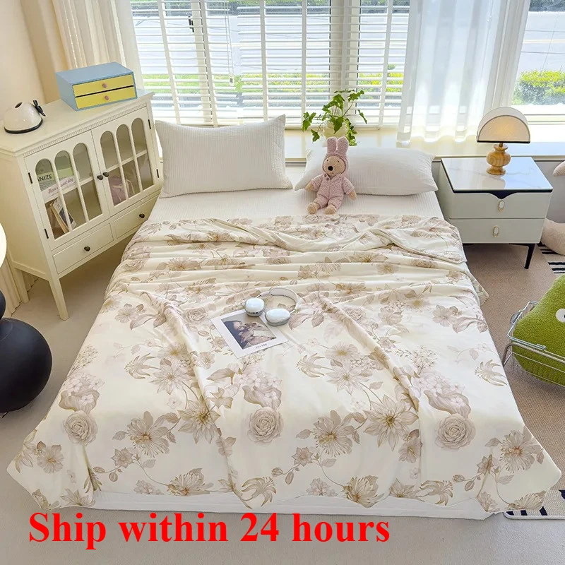 

2025 cool silk summer air conditioner quilt summer cool quilt student dormitory thin cover quilt machine washable