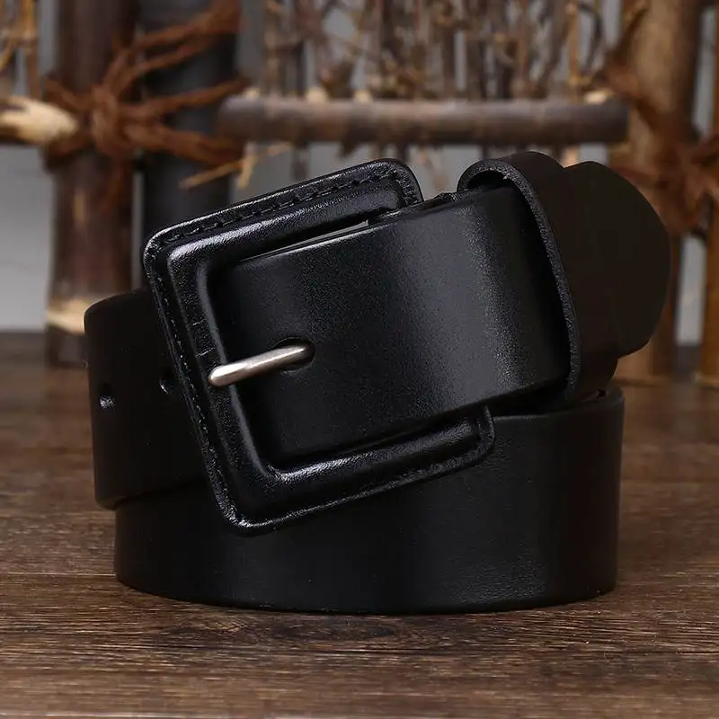 Anti-allergic belt Men's leather pin buckle First layer real cowhide Simple and versatile business youth casual pants belt