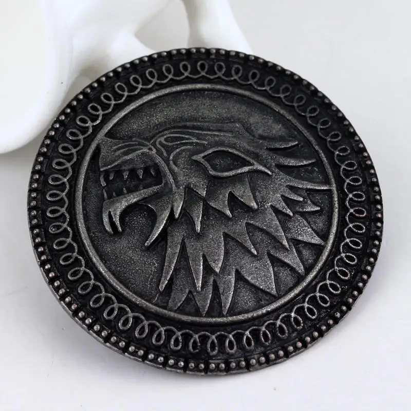 Stark Brooch Dire Wolf Shield Pin House Jon Winterfell Lannister Vintage Antique New Jewelry Men Wholesale