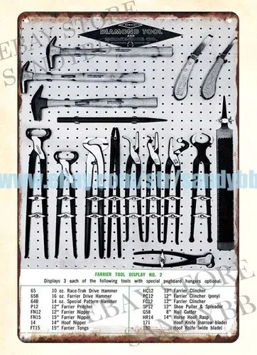 191973 Diamond Tool Horseshoe Co farrier tools Duluth Minnesota metal tin sign