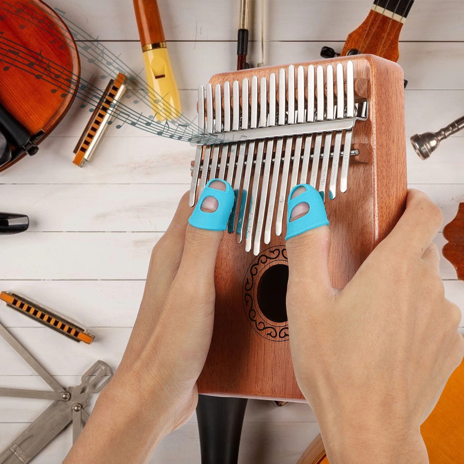 

17 Notes Thumb Piano Kalimba Wood for Beginners Suite Wooden Keys Kit Finger Child