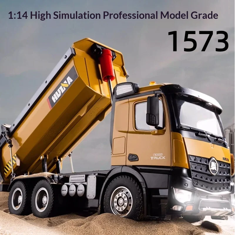 

In Stock Huina 573 Engineering Vehicle 1:14 Remote Control Heavy-Duty Alloy Dump Truck With Ten Channel Hydraulics Toy Gift