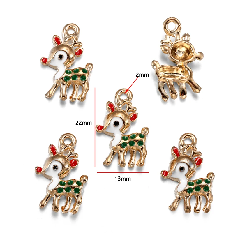 10pcs Enamel Christmas trees Santa Claus Snowman Charms DIY for Earrings Bracelets Pendants Making DIY Jewelry Accessories W295