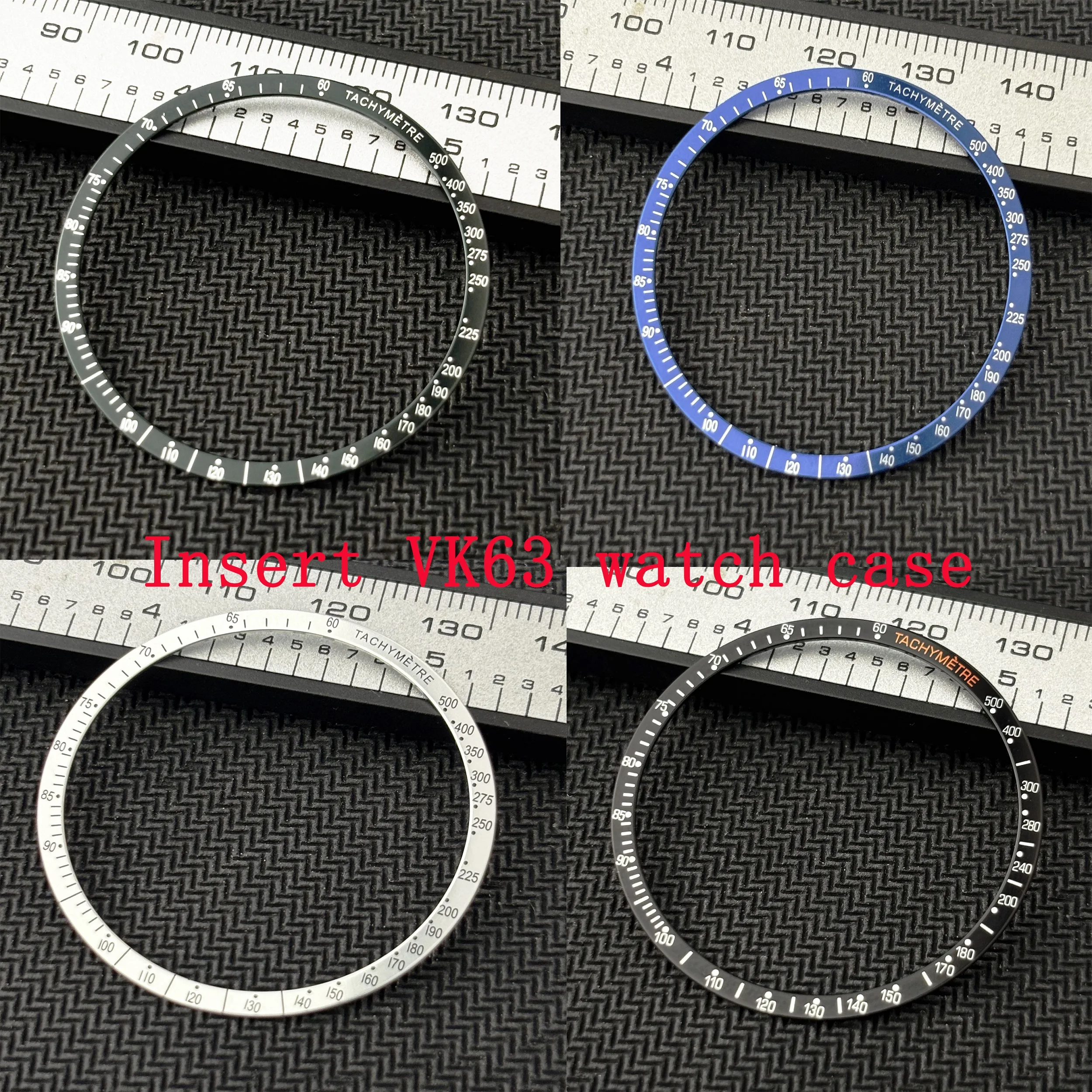 

38.5*34mm flat aluminum bezel Men's watch Insert vk63 case watch accessories parts for VK63quartz movement watches case bezel