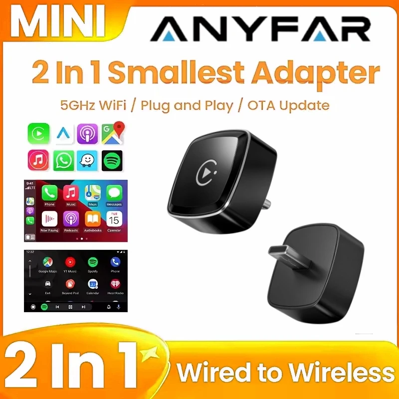 Android Auto Wireless Carplay Type-c Bluetooth Wifi Plug and Play 2In1 Dongle For Chevrolet Citroen Buick Cadillac Chery VW