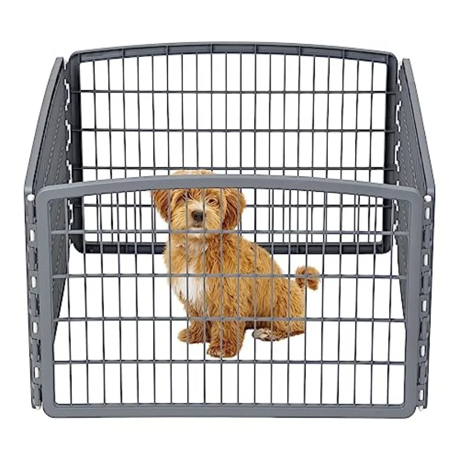 

24" Exercise 4-Panel Pet Playpen, Puppy Pet Small Medium Dog Pen Keep Pets Secure Easy Assemble Rust-Free Heavy-Duty Molded Pla