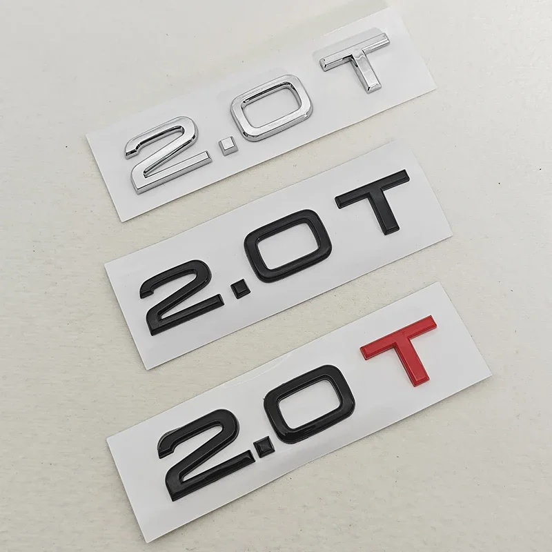 3D ABS Black Red 2.0T Logo Letters Car Rear Trunk Badge Emblem For Audi A4 A5 A6 A7 A8 Q3 Q5 Q7 Q8 Car Sticker Accessories