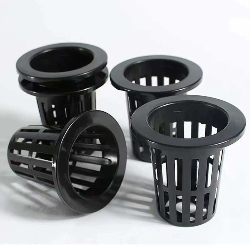 10 Stück Aquarium-Dekoration Hängender Mini-Plastiktopf für Aquarien Polka Wasser-Pflanzbehälter Aquarium-Zubehör Schwarz