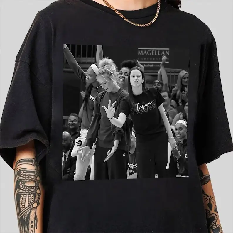 Sophie Cunningham x Caitlin Clark Vintage Short Sleeve Cotton T-shirt Summer Men Women Retro Y2K Round Neck Casual Streetwear