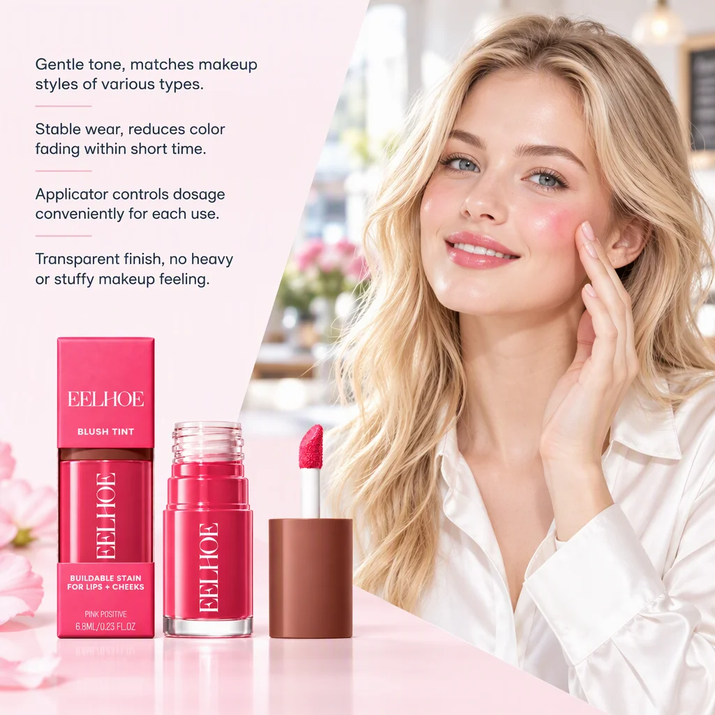 Sheer Lip & Cheek Tint, Multi-use, Lightweight Sheer Finish,Easy to Blend & Spread, Long-lasting Natural Makeup, Dewy Glow,Blush