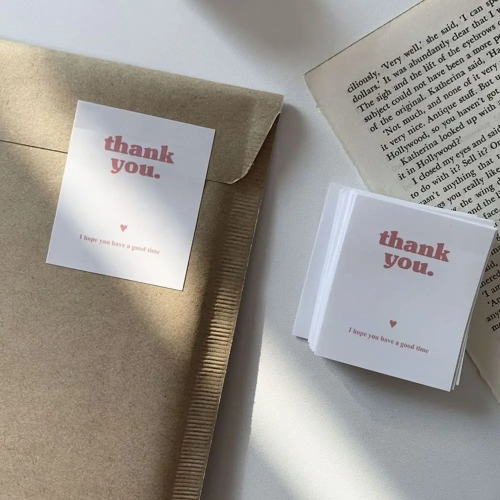 100Pcs Rectangular Thank You Stickers Label Sticker Decoration Gift Package Stickers Express Delivery Takeout Sealing Stickers