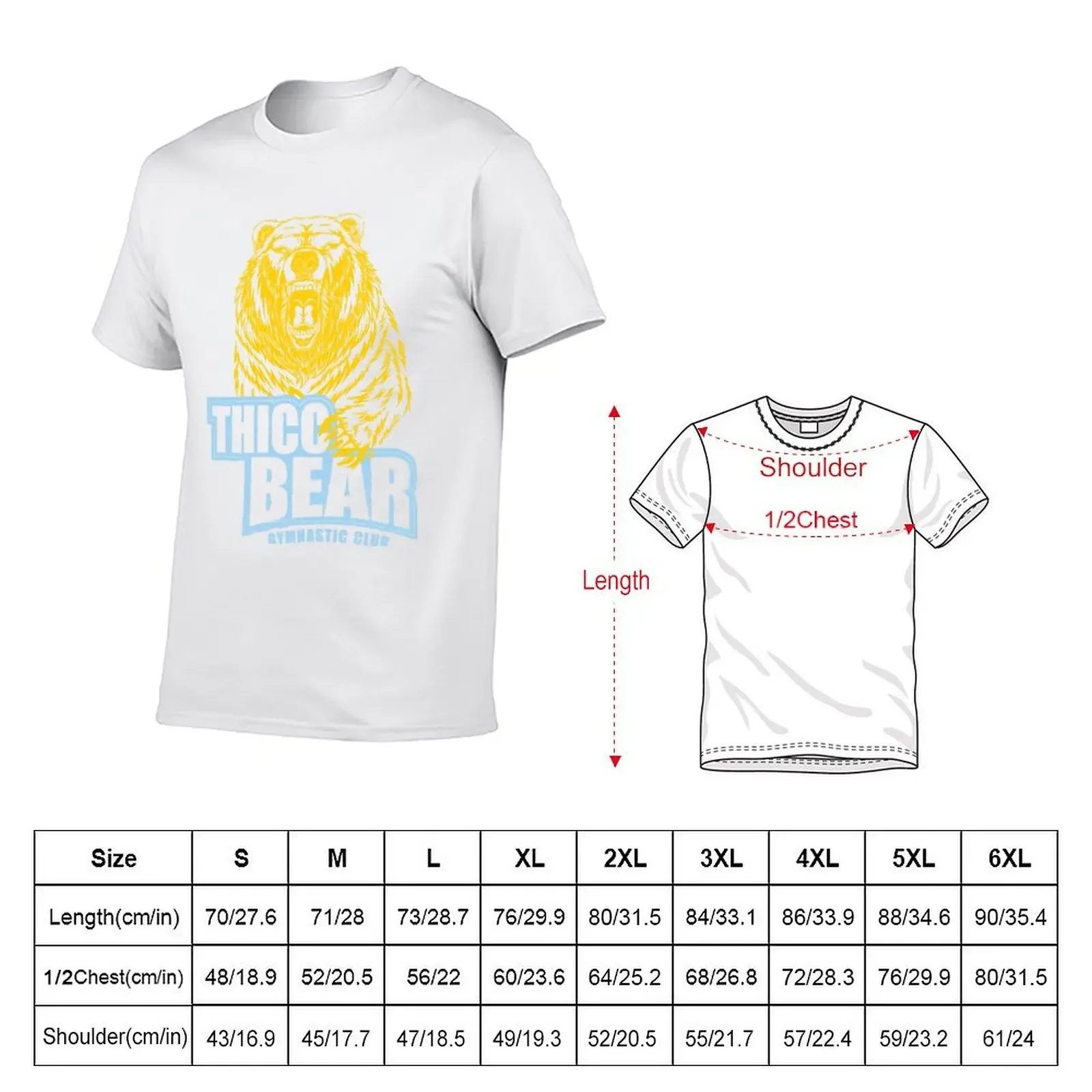 THICC Bear Gymnastic Club - Light Blue T-Shirt vintage t shirts summer tops t shirts for men pack