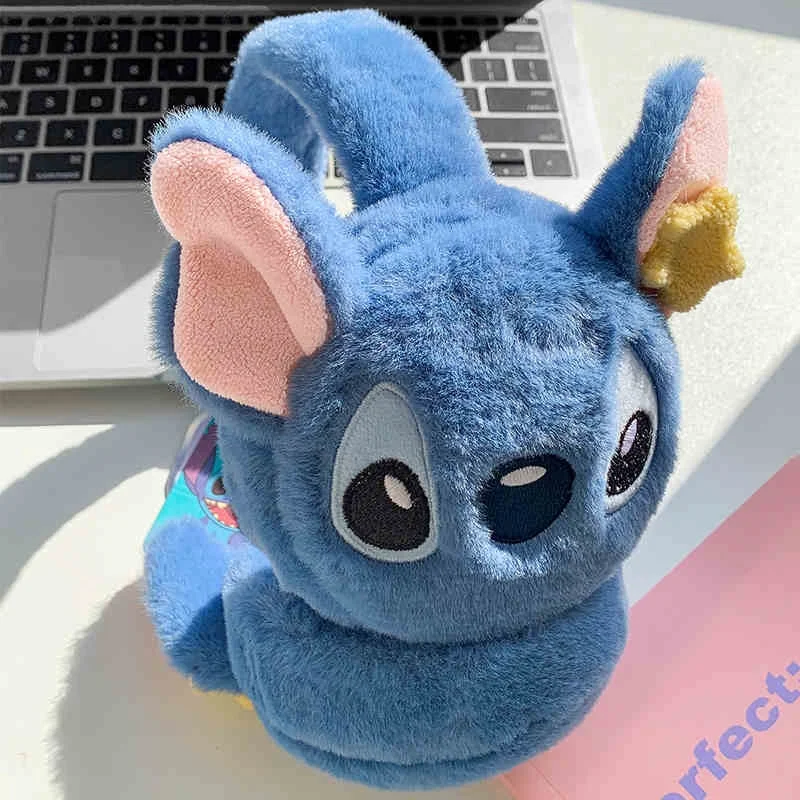 Guantes con orejeras auténticas de Disney Stitch Alex Didi, resistentes al viento, cálidos y bonitos, nuevas bolsas para las orejas, regalo para niños 2024