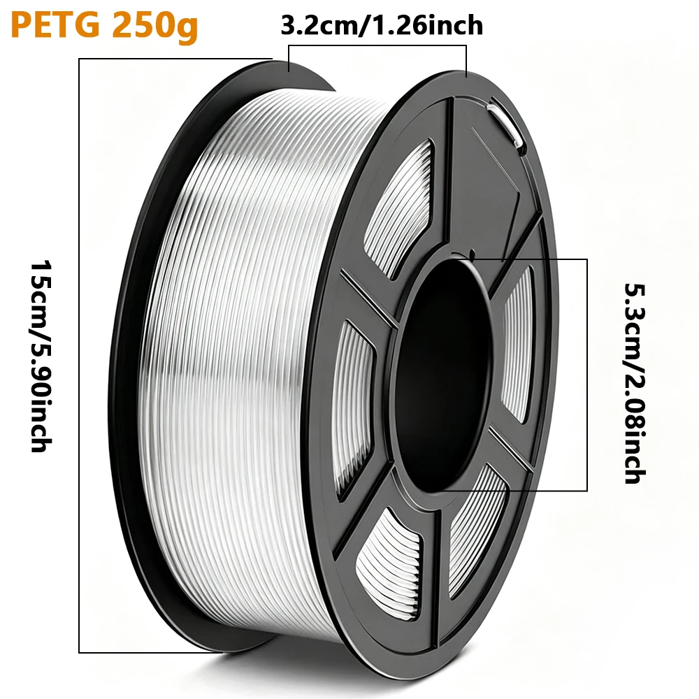 1,75 mm PETG Transparentes 3D-Drucker-Filament Material Verbrauchsmaterialien 250 g 1 kg PETG Transparentes 3D-Drucker-Material – Detail 2