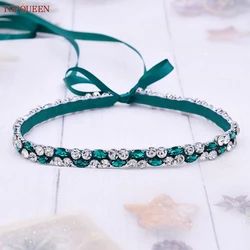 TOPQUEEN S07 Emerald Green Women Jewel Belt Bridal Wedding Dress Rhinestone Sash Ladies Evening Party Gown Waistband Appliques