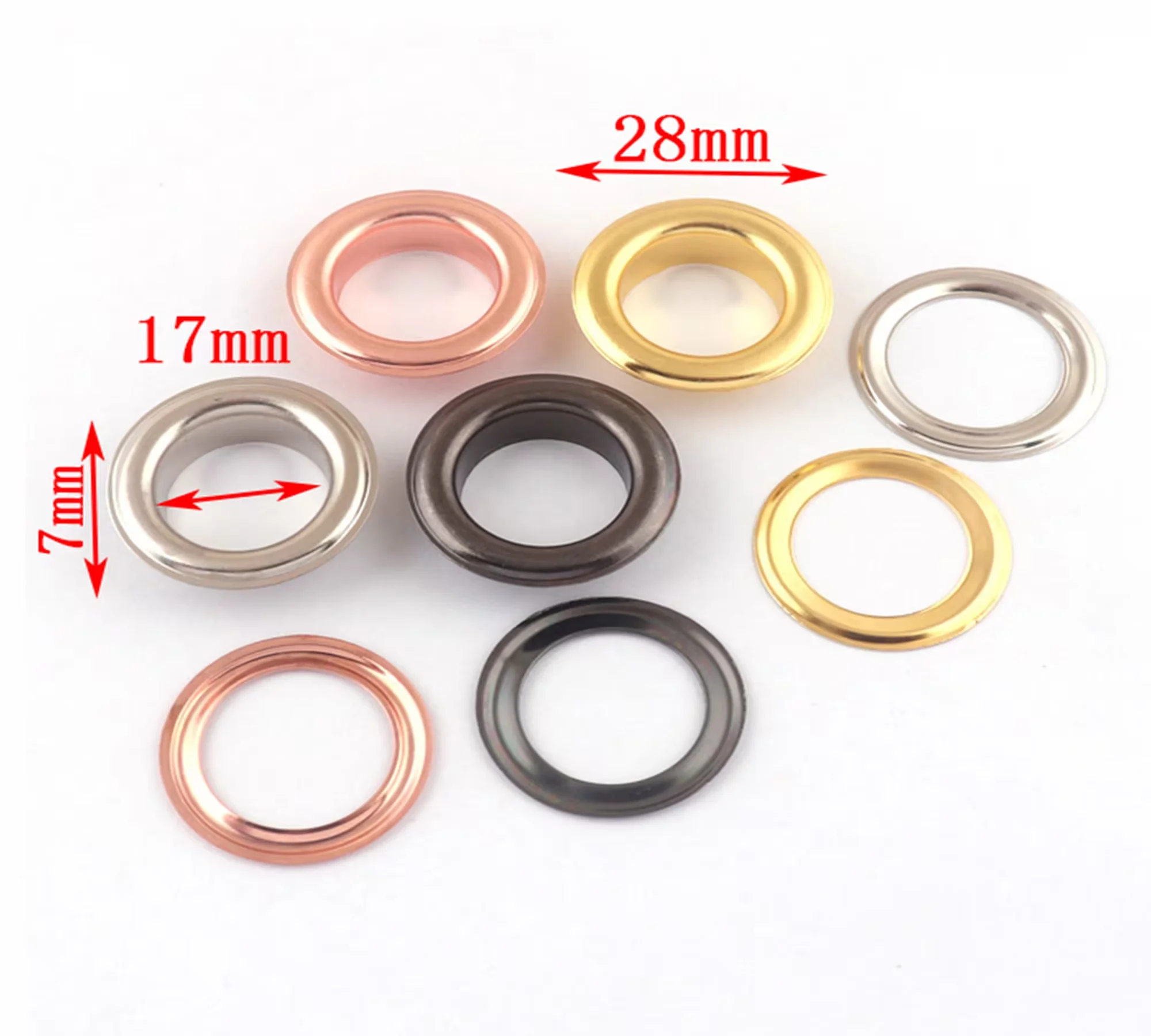 20-50 Sets Large Silver/Rose Gold/Gold/Gunmetal Eyelets,Metal Diameter Eyelets Grommets with Washers,for Leather Canvas bag-17mm