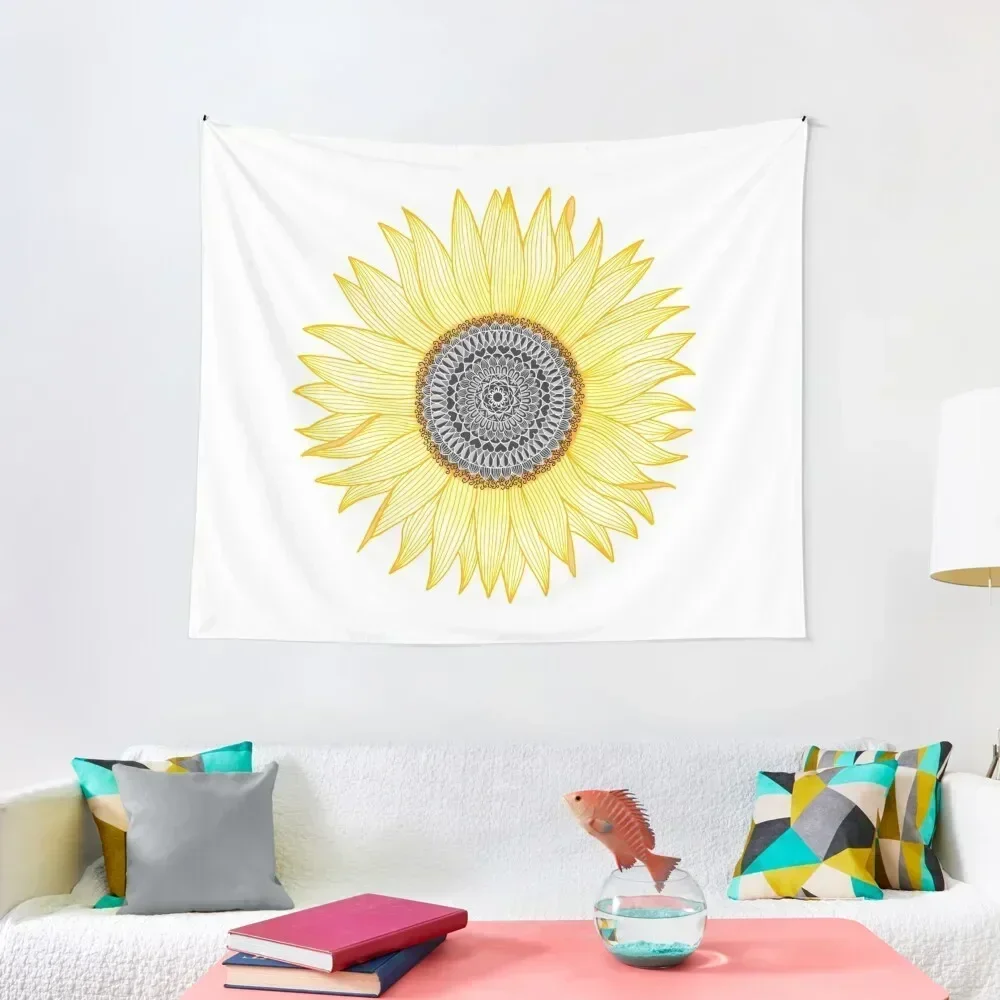 

Golden Mandala Sunflower Tapestry On The Wall Wall Mural Tapestry