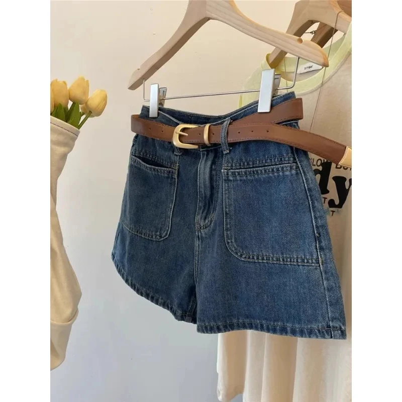 Y2K Women Denim Shorts Stylish High Waist Baggy Casual Streetwear Comfort Stretch Vintage Retro Shorts